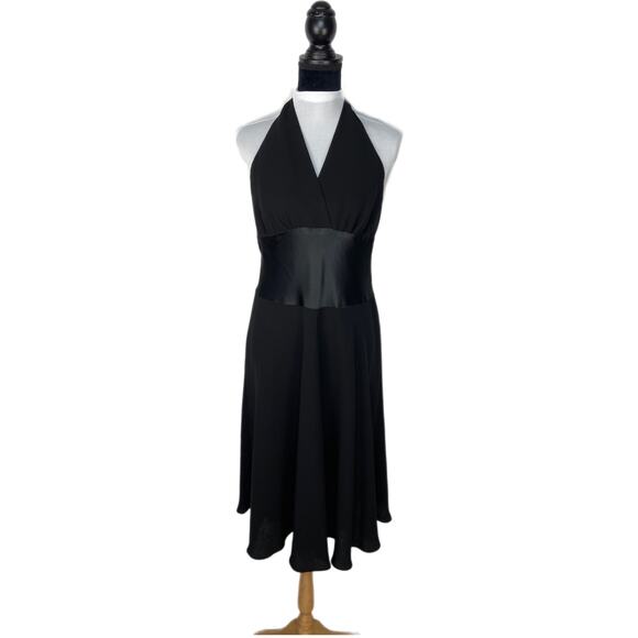 Y2K Black Halter Cocktail Dress - Women's Size 14 - Picture 1 of 5